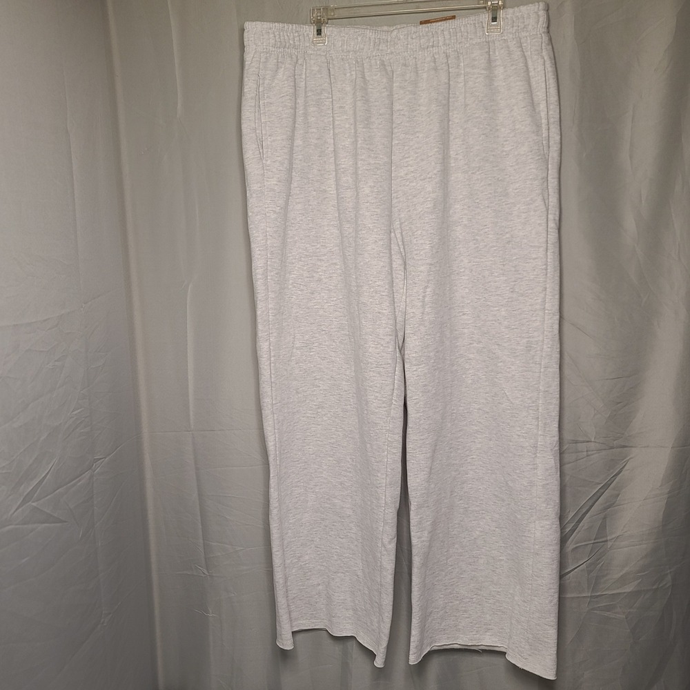 Ultra Flirt Wide Leg Sweatpants Womens 2X Gray Super Fleece Raw Hem Comfy Cozy